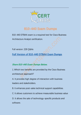 2019 Cracked Cisco 810-440 DTBAA Exam Dumps