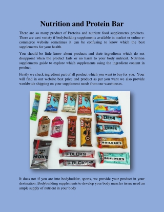 Nutrition and Protein Bar | Worldwide Nutrition1