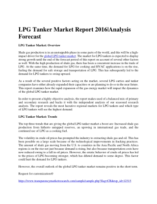 LPG Tanker Market Report 2016|Analysis Forecast