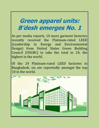 What is the total number of green factories in Bangladesh currently…?
