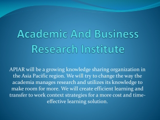 Apiar.org.au-Academic And Business Research Institute