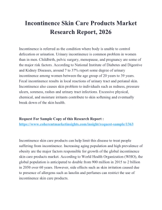 Incontinence Skin Care Products Market Research Report, 2026