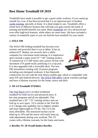 Best Home Treadmill 2019