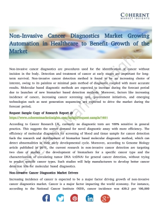 Non-Invasive Cancer Diagnostics Market Growing Automation in Healthcare to Benefit Growth of the Market
