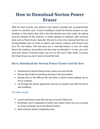 How to Download Norton Power Eraser