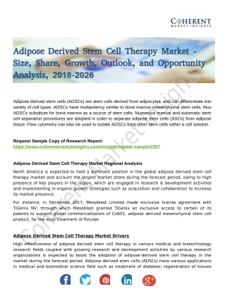 Adipose Derived Stem Cell Therapy Market Key Drivers, On-going Trends and Future Forecast During 2018-2026