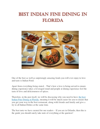 Best Indian Fine Dining in Florida