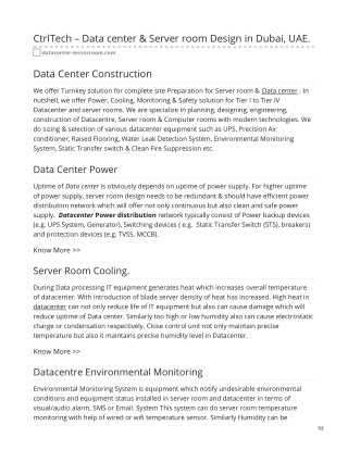 CtrlTech – Data center & Server room Design in Dubai, UAE. #DataCenterConstruction #DatacenterPowerdistribution