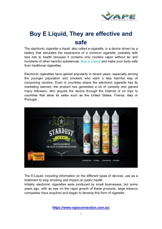 Buy E Liquid, They are effective and safe