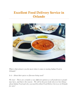 Excellent Food Delivery Service in Orlando