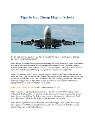 Tips to Get Cheap Flight Tickets