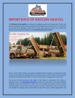 Importance of Hauling Gravel