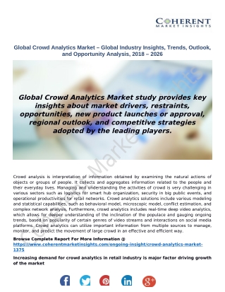 Global Crowd Analytics Market – Global Industry Insights, Trends, Outlook, and Opportunity Analysis, 2018 – 2026