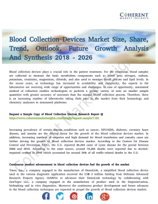 Blood Collection Devices Market Developments and Forecast 2018-2026