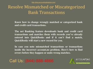 Resolve Mismatched or Miscategorized Bank Transactions