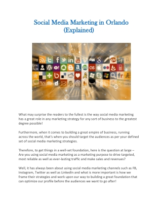 Social Media Marketing in Orlando (Explained)