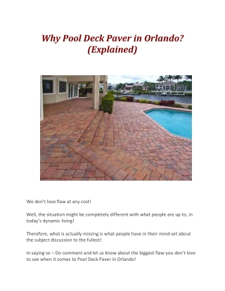 Why Pool Deck Paver in Orlando? (Explained)