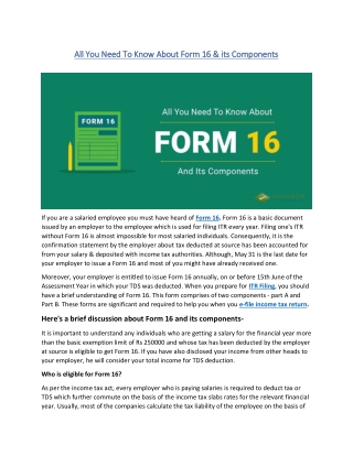 All You Need To Know About Form 16 & its Components