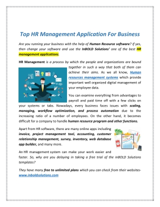 Top HR Management Application For Business