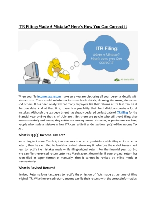 ITR Filing: Made A Mistake? Here's How You Can Correct it