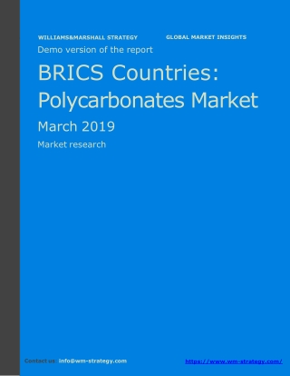 WMStrategy Demo BRICS Countries Polycarbonates Market March 2019