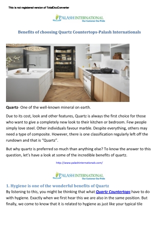 Benefits of choosing quartz countertops palash internationals