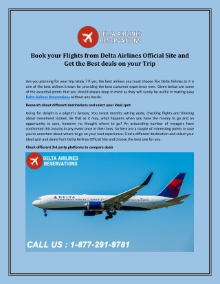 Book your Flights from Delta Airlines Official Site and Get the Best deals on your Trip