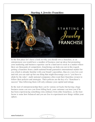 Starting A Jewelry Franchise