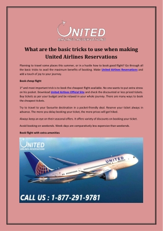 What are the basic tricks to use when making United Airlines Reservations