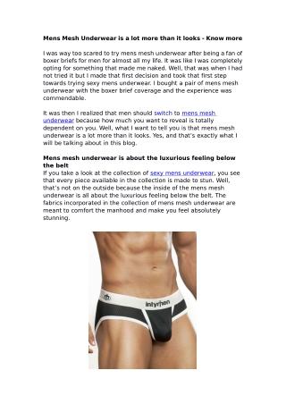 Mens Mesh Underwear is a lot more than it looks - Know more