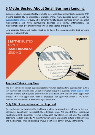 5 Myths Busted About Small Business Lending.
