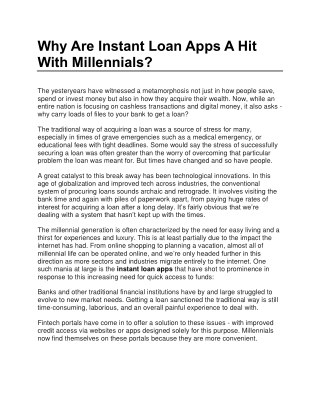 Why Are Instant Loan Apps A Hit With Millennials?