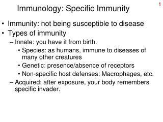 Immunology: Specific Immunity