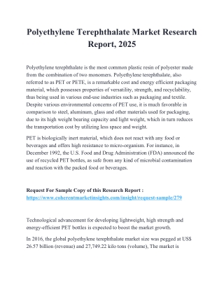 Polyethylene Terephthalate Market