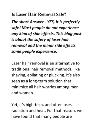 Is laser hair removal safe?