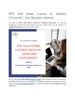 PSY 630 Entire Course of Ashford University | Just Question Answer