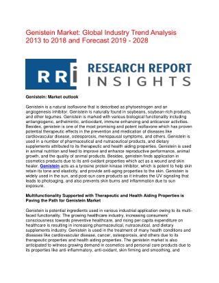 Genistein Market research Will Reflect Significant Growth Prospects during 2019-2028