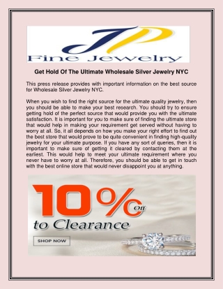 Get Hold Of The Ultimate Wholesale Silver Jewelry NYC