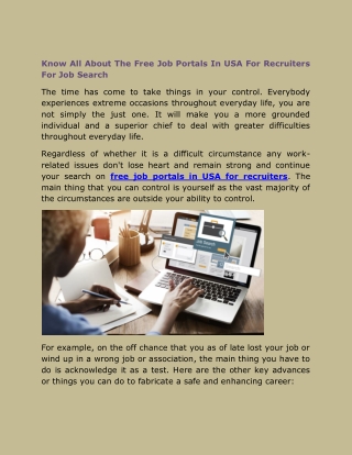 Know All About The Free Job Portals In USA For Recruiters For Job Search
