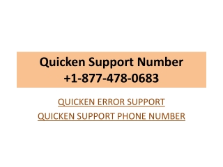 Quicken Support Phone Number 1-877-478-0683