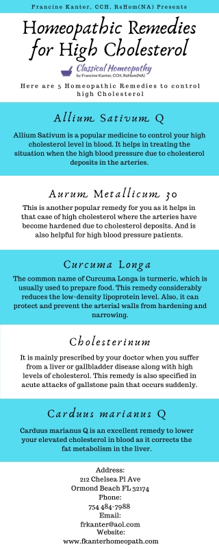 Homeopathic Remedies for High Cholesterol