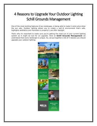 4 Reasons to Upgrade Your Outdoor Lighting - Schill Grounds Management