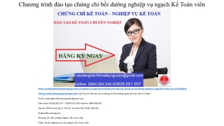 Chương trình đào tạo chứng chỉ bồi dưỡng nghiệp vụ ngạch Kế Toán viên