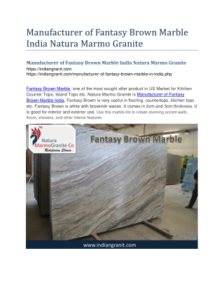 Manufacturer of Fantasy Brown Marble India Natura Marmo Granite