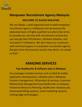 Manpower Recruitment Agency Malaysia - 3leads