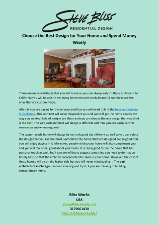 Choose the Best Design for Your Home and Spend Money Wisely