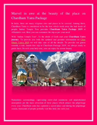 Book Chardham Spiritual yatra for 2019