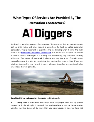 What Types Of Services Are Provided By The Excavation Contractors