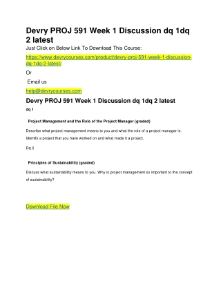 Devry PROJ 591 Week 1 Discussion dq 1dq 2 latest