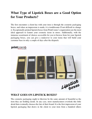 What Type of Lipstick Boxes are a Good Option for Your Products